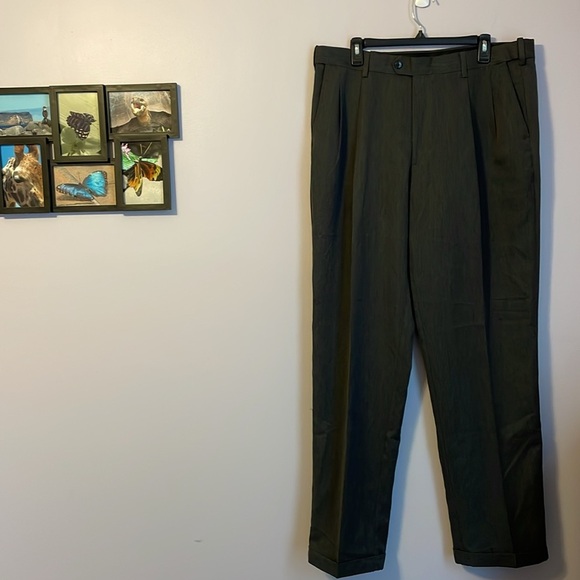 Savane Microfiber Performance No Iron Comfort Waist Heather Charcoal Pants 38x34 - Picture 1 of 15